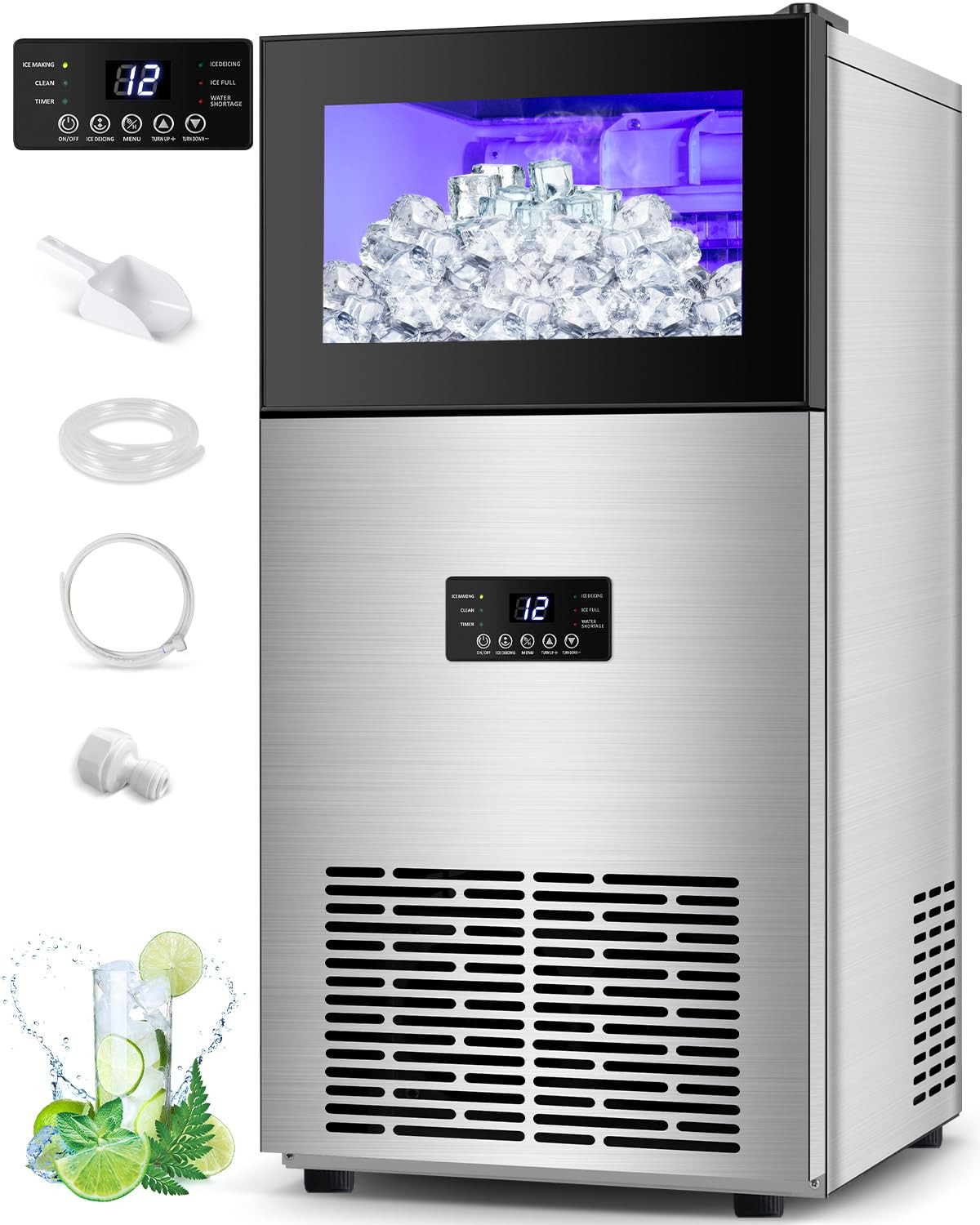 130LBS/24H Commercial Ice Maker Machine with 35LBS Capacity – Stainless Steel Un