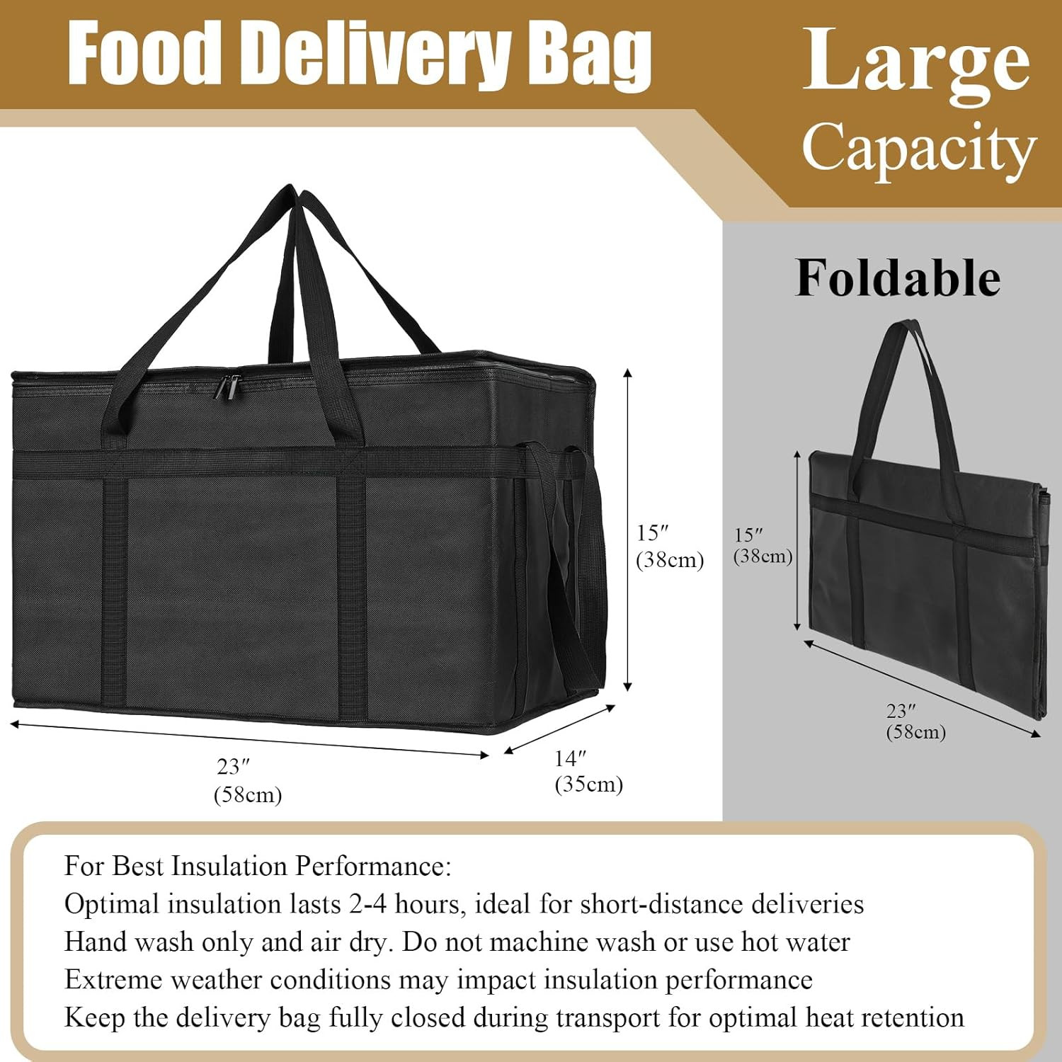 PEASUG Insulated Bags for Food Delivery, XXXL Pizza Delivery Bags, Large Capacit