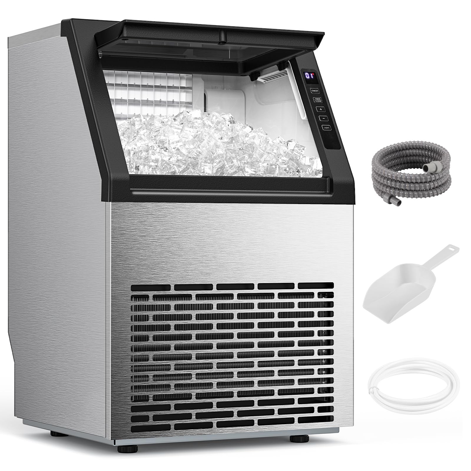 COWSAR Commercial Ice Maker Machine, 80Lbs/24H Stainless Steel Ice Maker 24Lbs