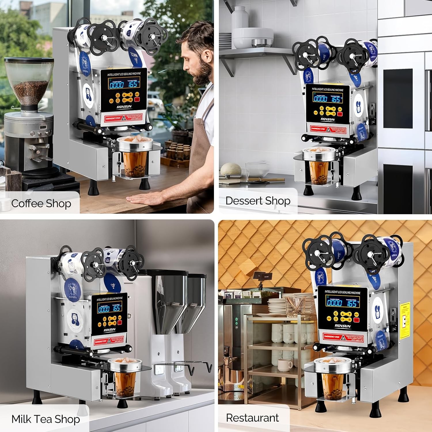 Automatic Cup Sealing Machine Electric Bubble Tea Cofe Cup Sealer 500-650 Cups/H