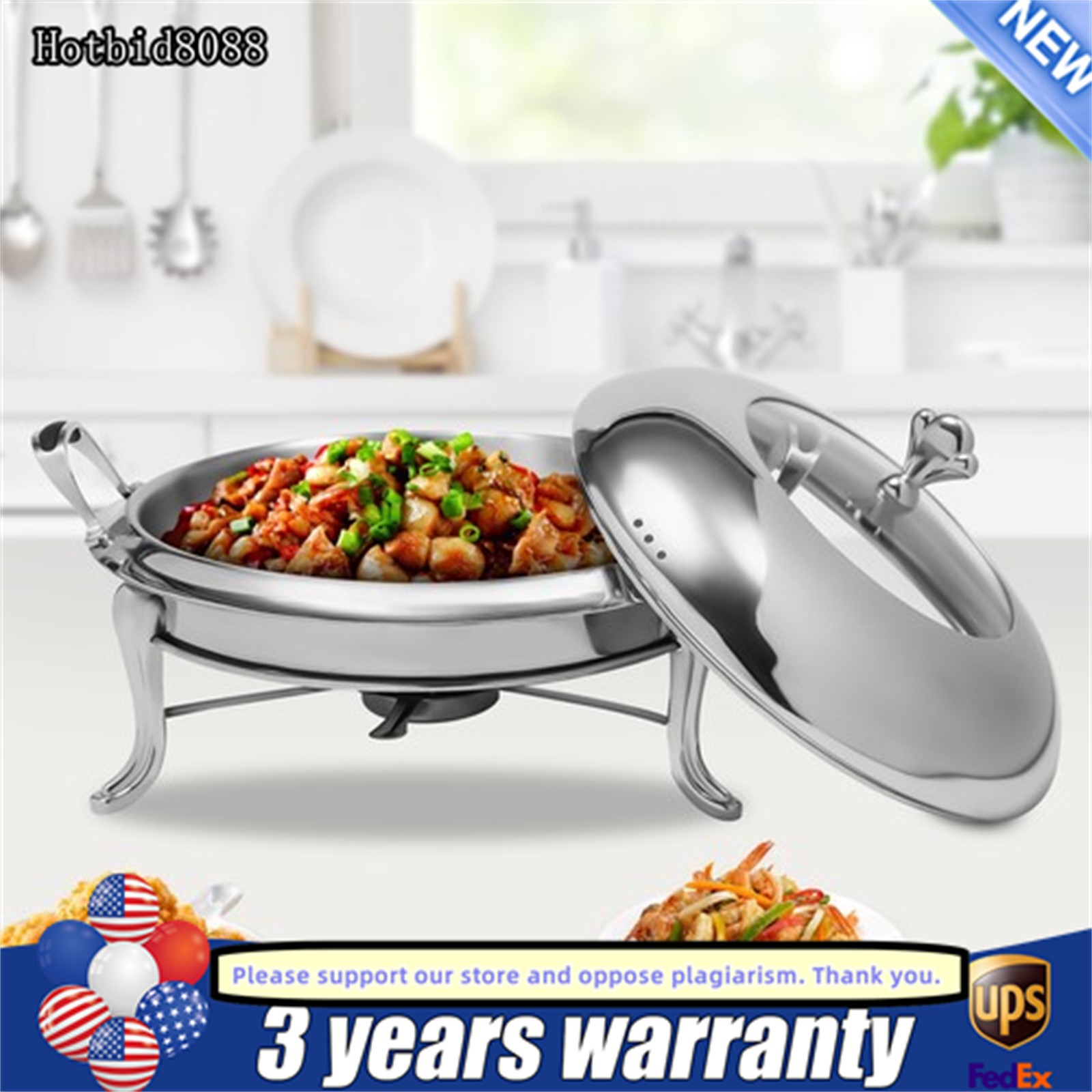 2.5L Round Stainless Steel Chafing Dish Set – Elegant Buffet Warmer