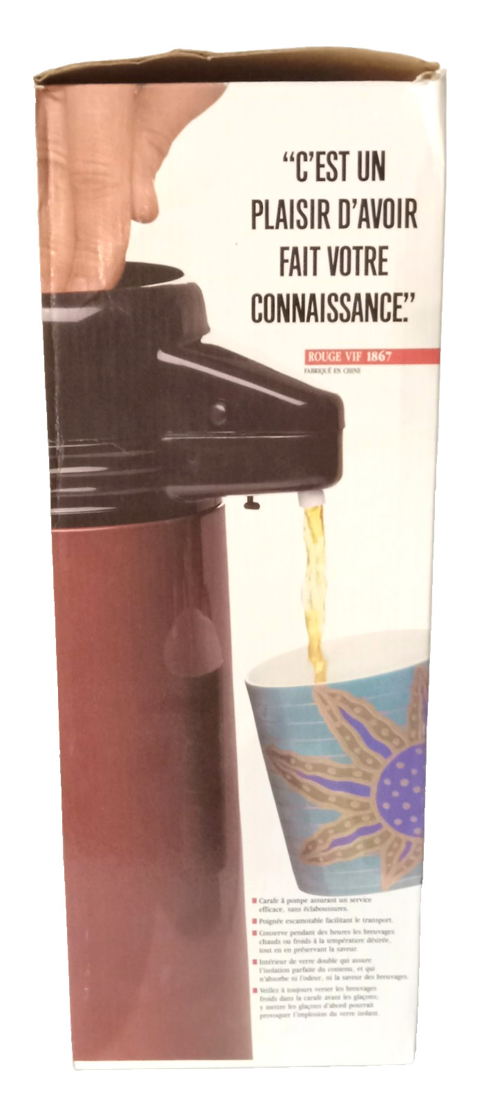 METRO 1.9 L Thermal Carafe Air Pump Coffee Pot Isolante Red New Open Box