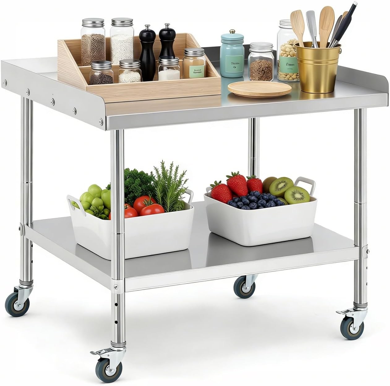 Stainless Steel 36″ x 30″ Kitchen Restaurant Work Prep Table w/ 3 Backsplash