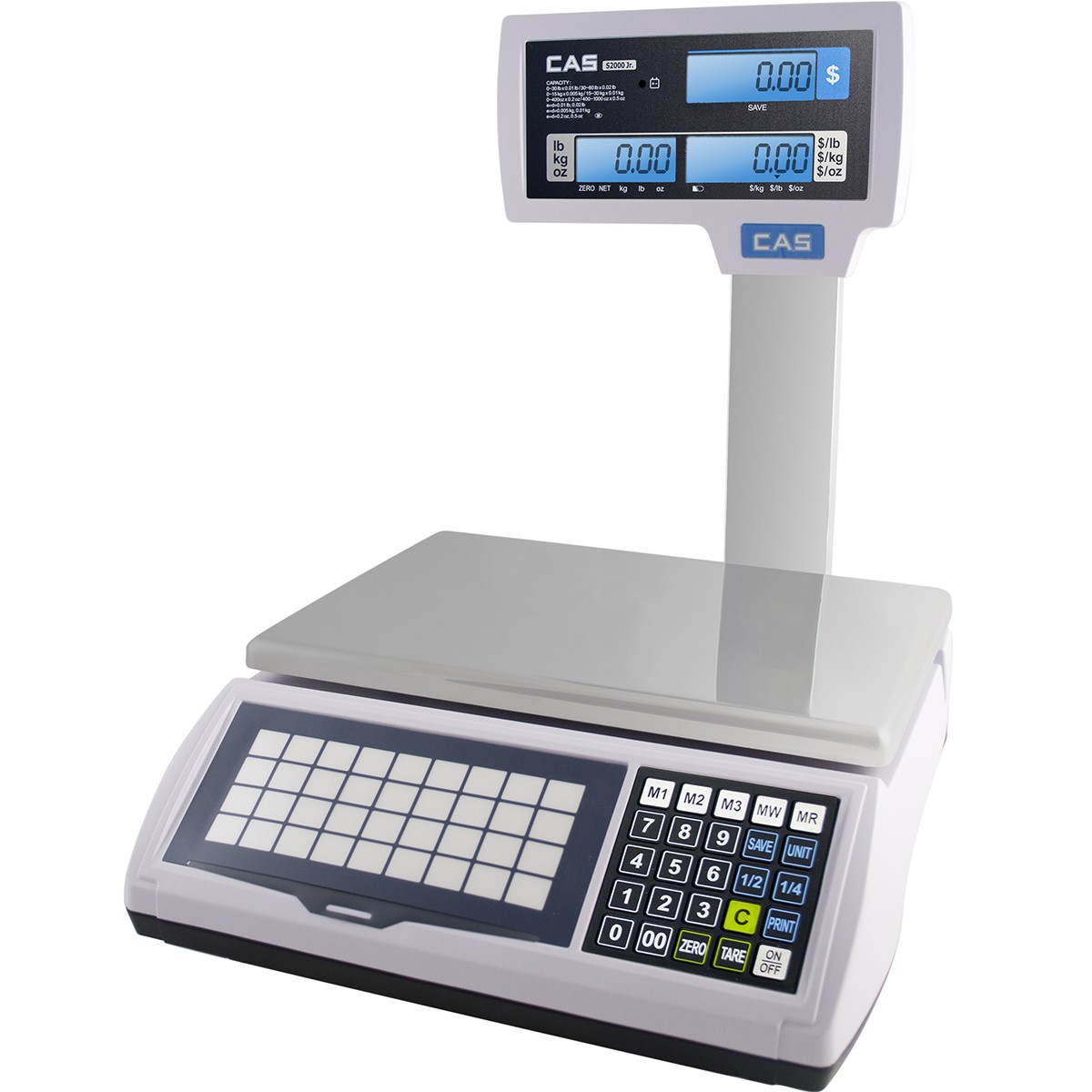 CAS S2JR15LP, Price Computing Scale with LCD Display & Pole, 15lbx0.005lb, NTEP