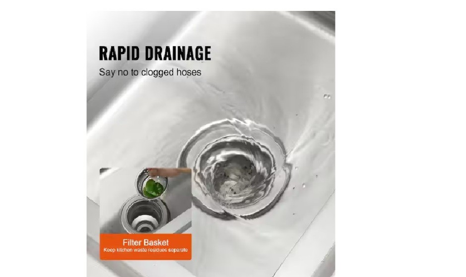 Stainless Steel Utility Sink, 1-Compartment Free Standing Small Sink, 16 in. x 1