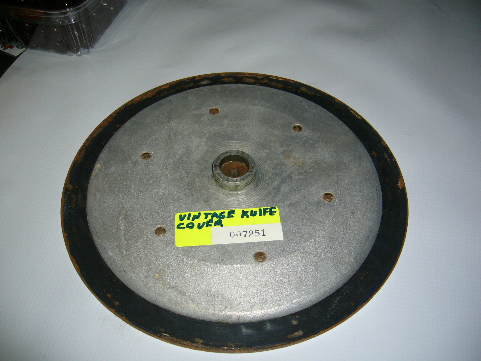 Vintage Meat Slicer Blade Cover With Handle, porcelain Front, Model Unknown