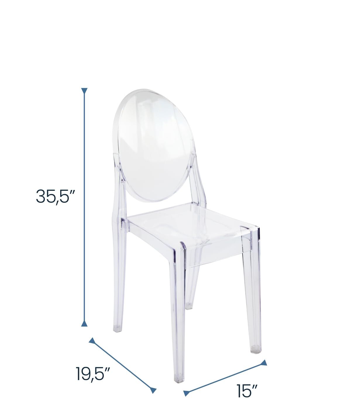 Set of 4 Ghost Chairs Transparent Crystal Acrylic Stacking Chair for Events Home