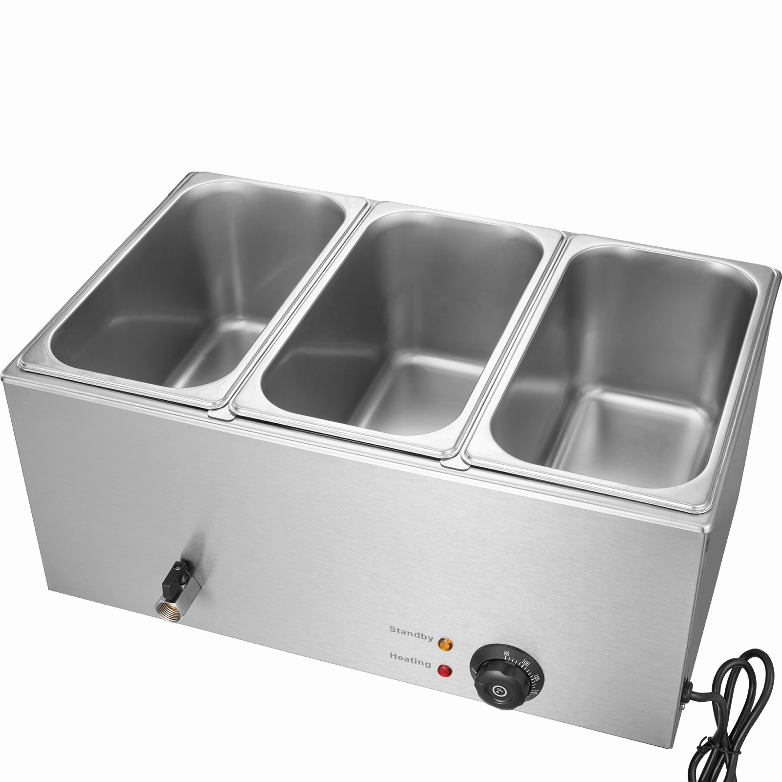 Commercial Electric Food Warmer 3-Pan Countertop Buffet 17.4QT Bain Marie