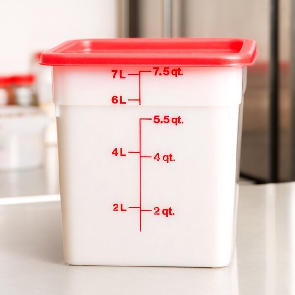 Cambro 8SFSP148 White Poly 8 Qt Cam-Square Container with Lid