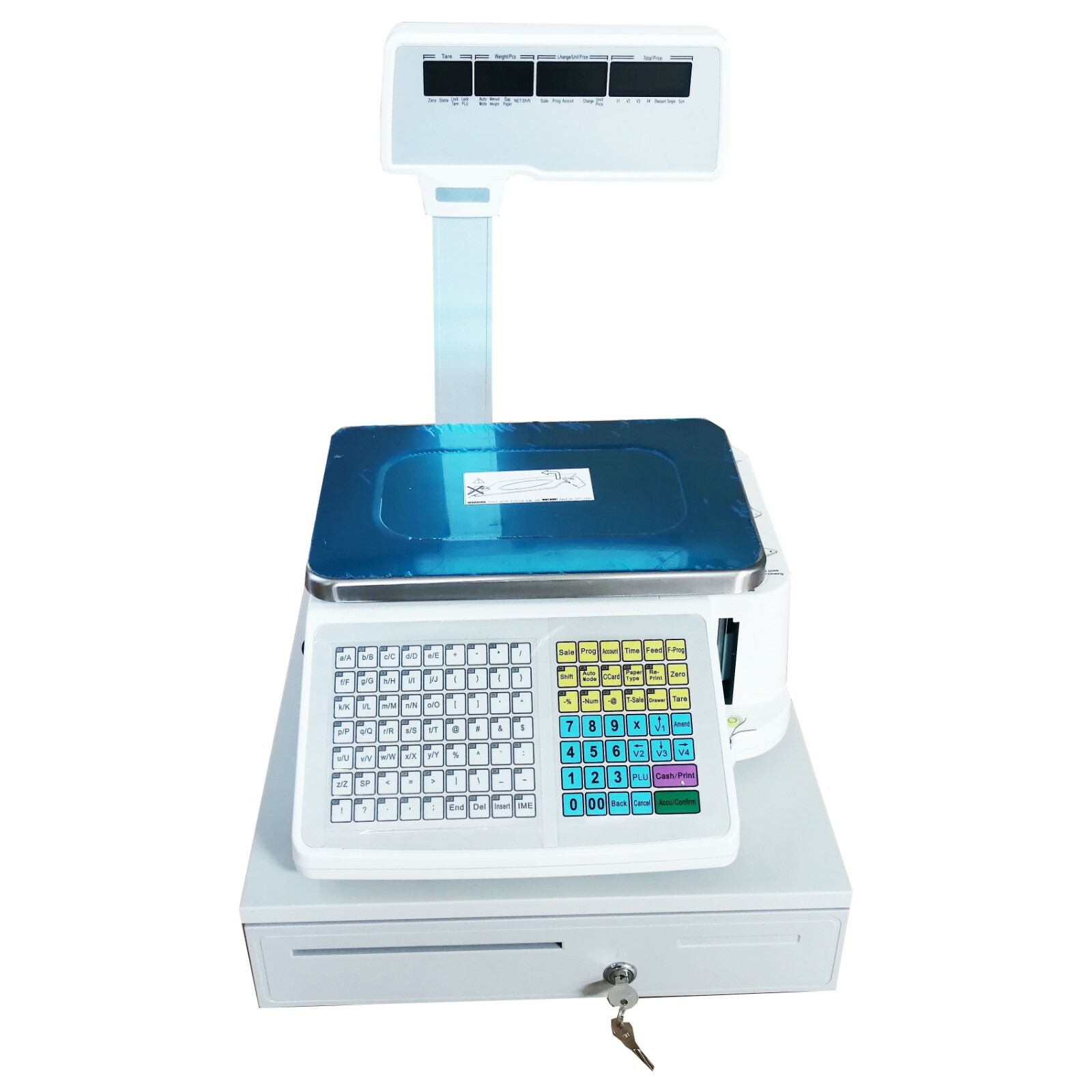 110V Supermarket Electronic Scale with Cash Box and Label 15KG/33 lbs