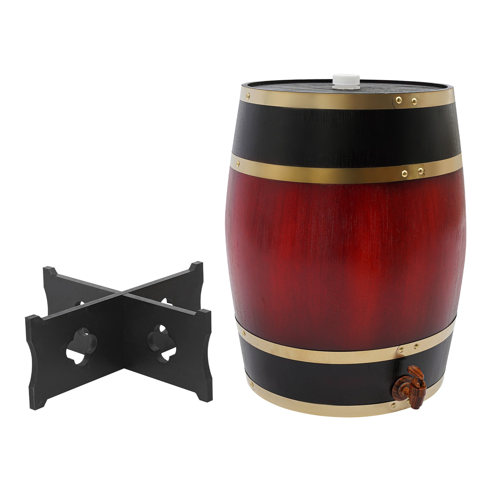 30L Wine Barrel Wood Wine Barrel Vertical Whiskey Wine Barrel Bucket w/Faucet