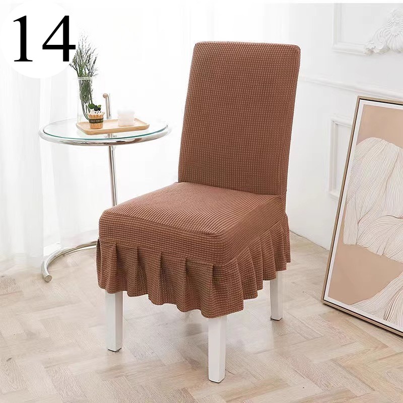 4pcs Universal Elastic Chair Cover One-Piece Chair Seatback Cover Pleated Trim