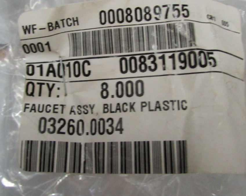 Lot of 1 Bunn Faucet Assy, Black Hdl 03260.0102 – Genuine OEM Replacement Part