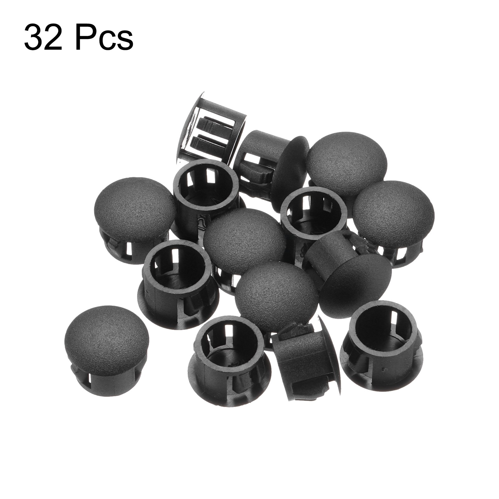 32Pcs 12mm(1/2′) Black Nylon Plastic Round Locking Hole Plugs Insert End Caps