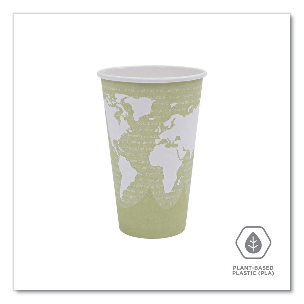 Eco-Products EPBHC16WAPK 16 oz. World Art Paper Hot Cups – Moss (50/Pack) New