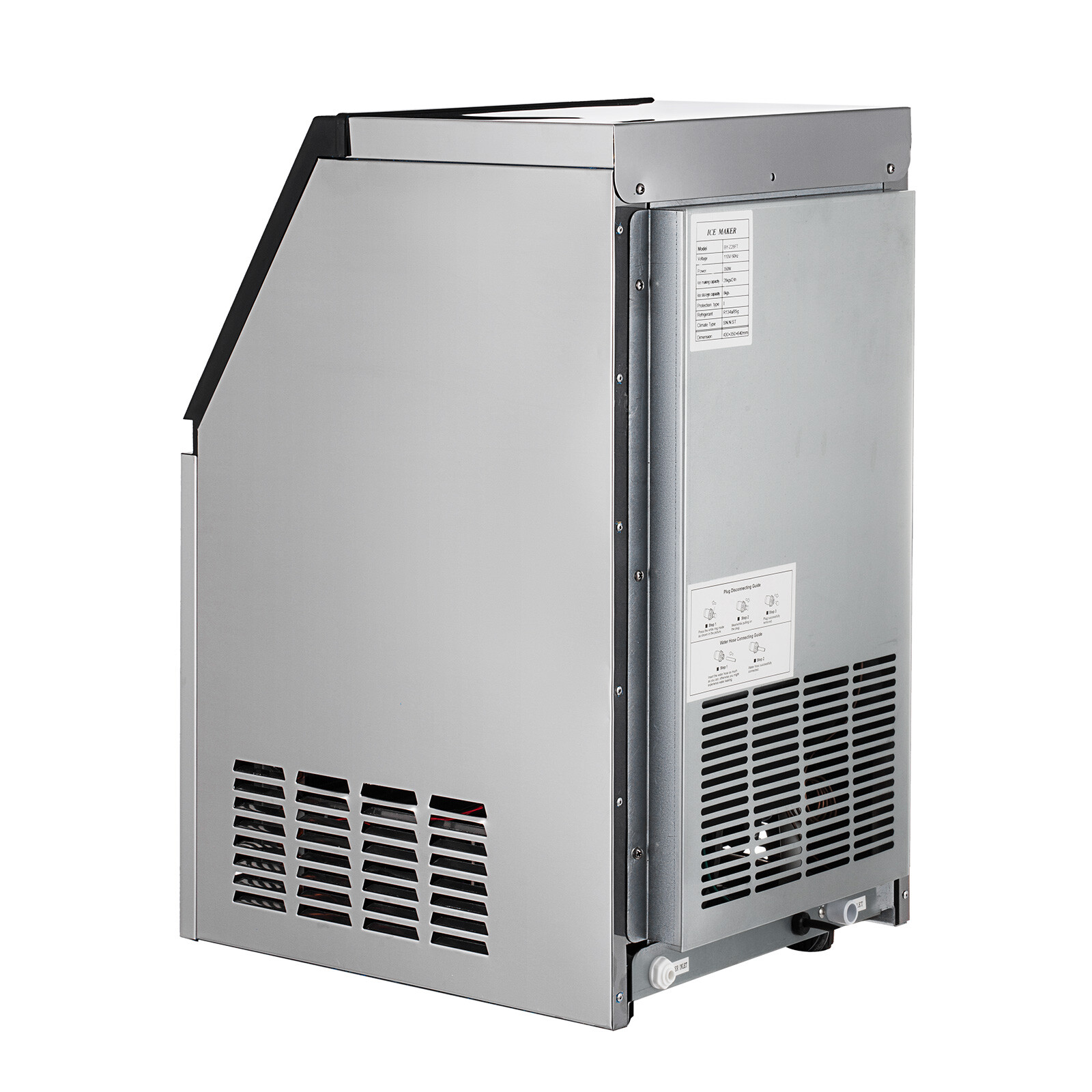 132lbs Built-in Commercial Ice Maker Stainless Steel Freestanding Cube Machine