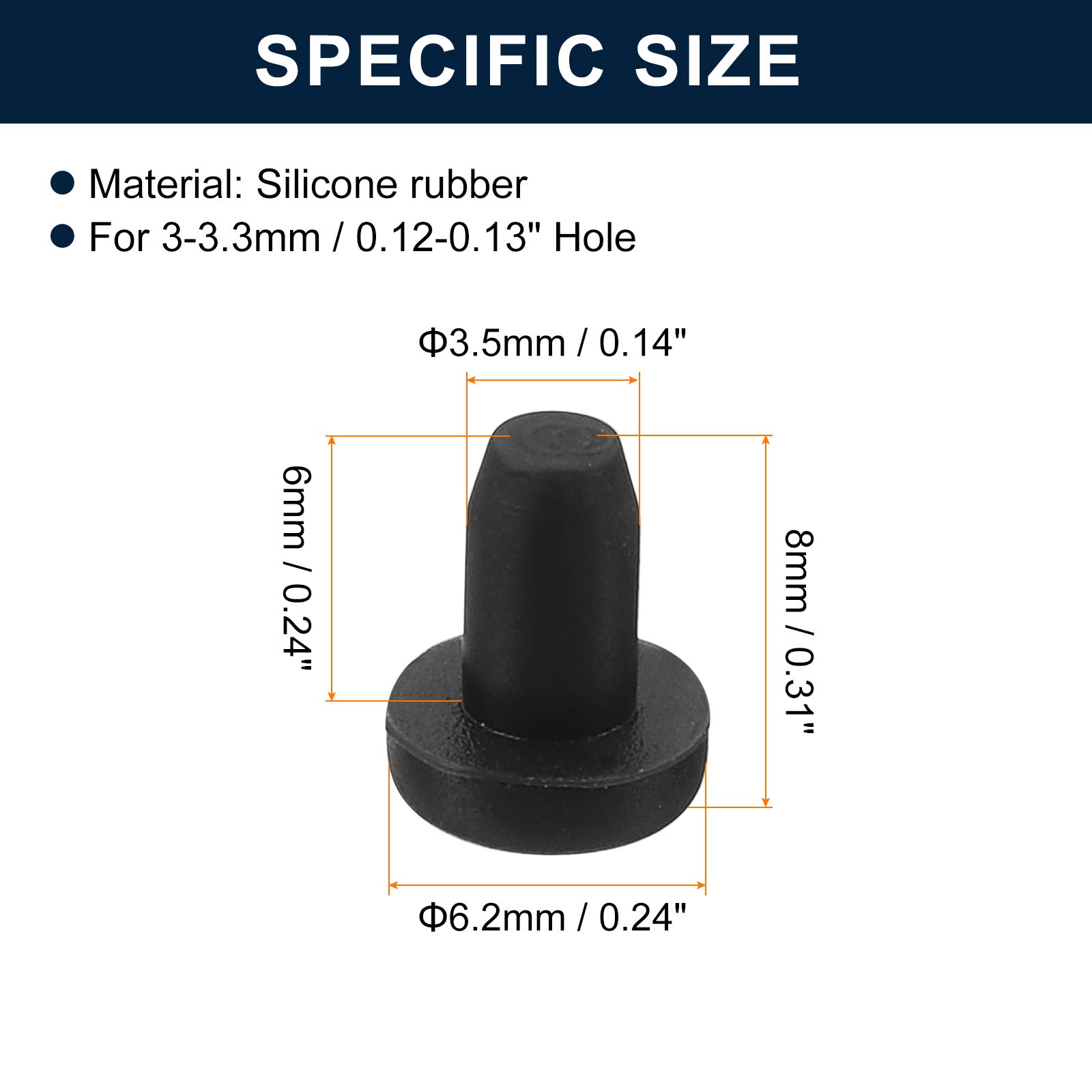 32pcs Black Rubber Stopper 3.5mm Plug Holes for 3-3.3mm/0.12-0.13″ Hole