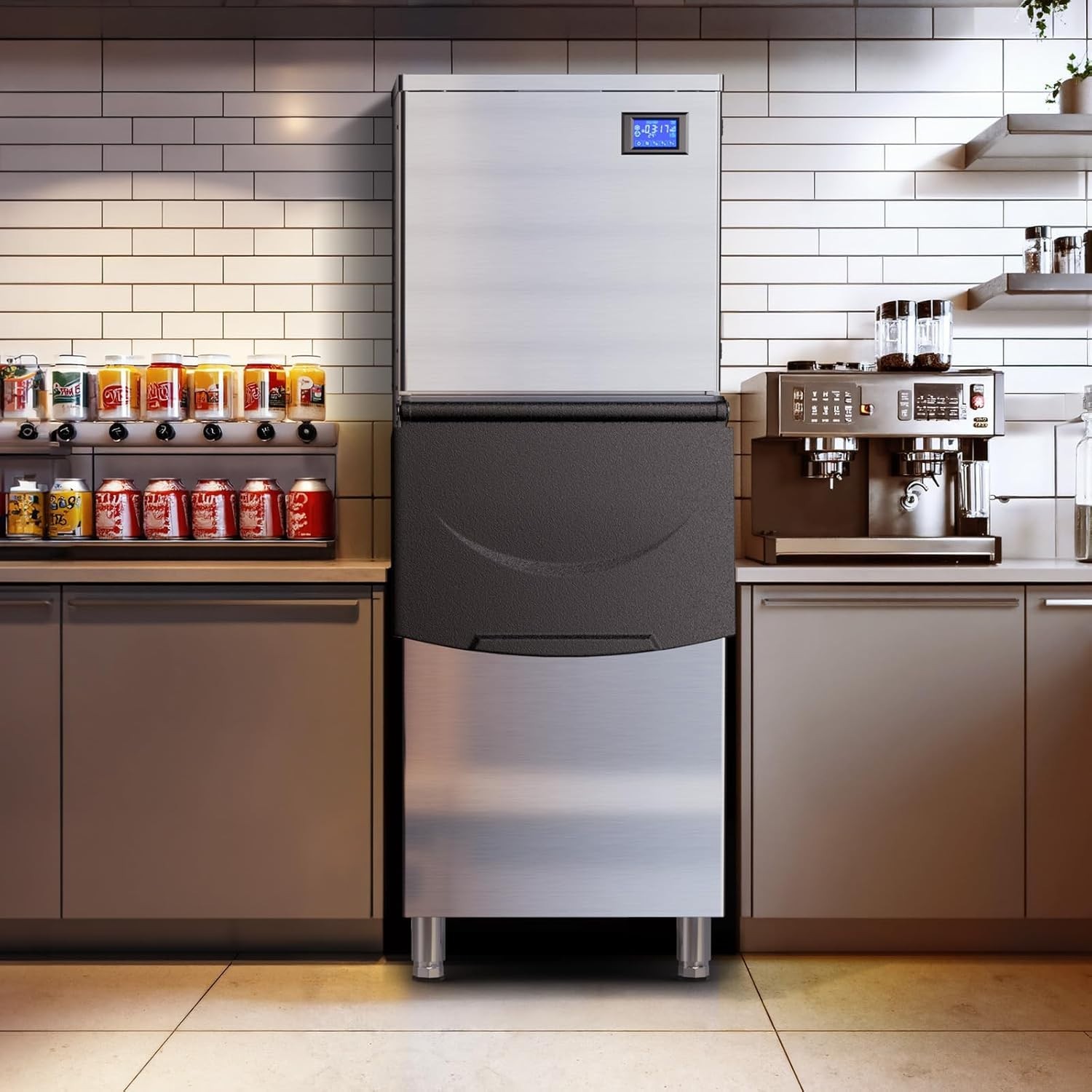 Commercial Ice Maker 550LBS/24H with 350LBS Storage Bin Auto Self-Cleaning