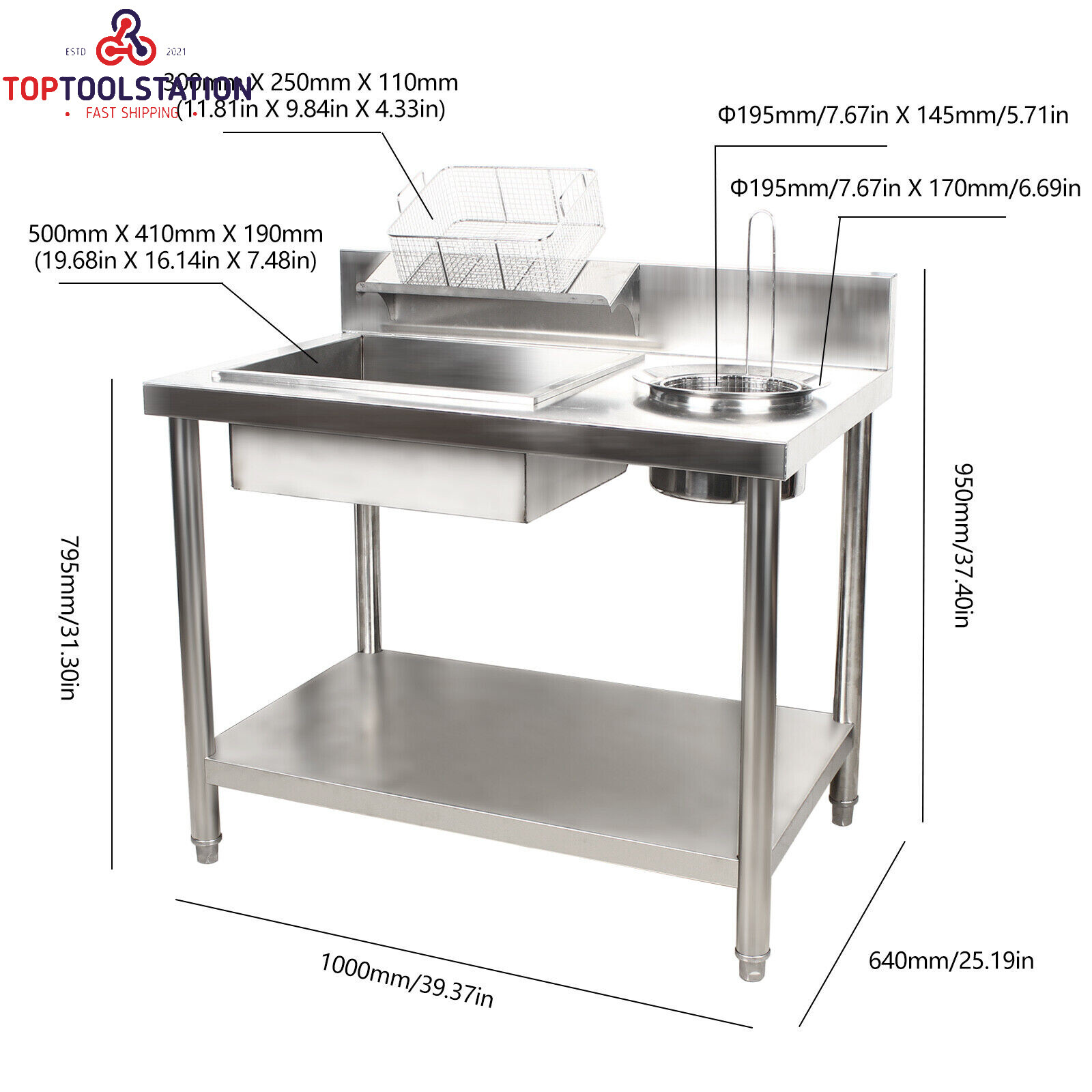 Breading Table Fried Chicken Station Kitchen Stainless Steel Prepare Workdesk