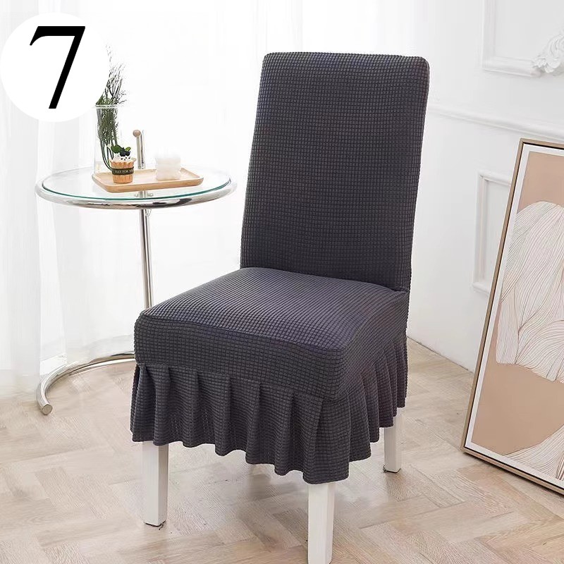 4pcs Universal Elastic Chair Cover One-Piece Chair Seatback Cover Pleated Trim