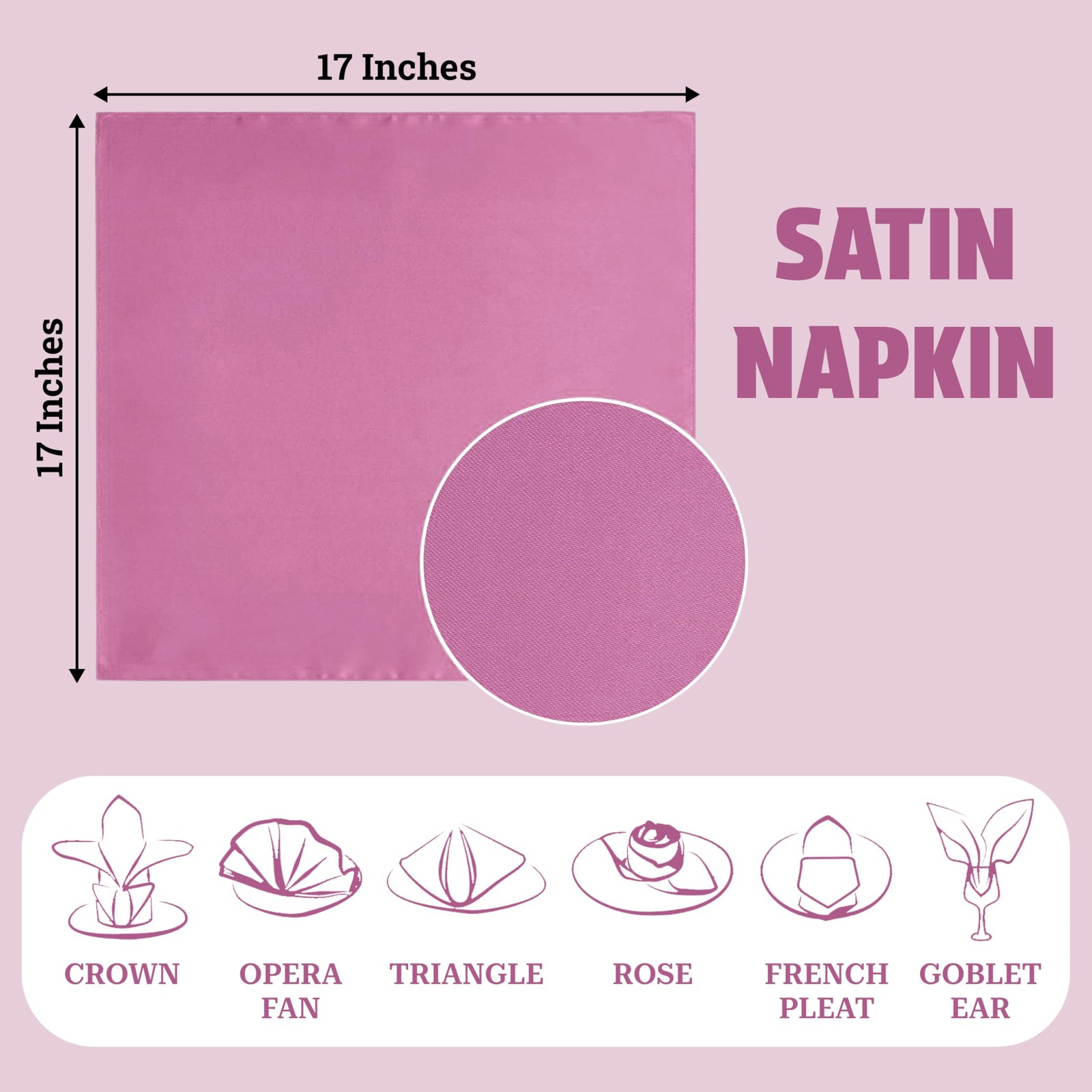 Mds Pack Of 100 Satin Napkin Square 12 X 12 Inches Sliky Smooth Dinner Table