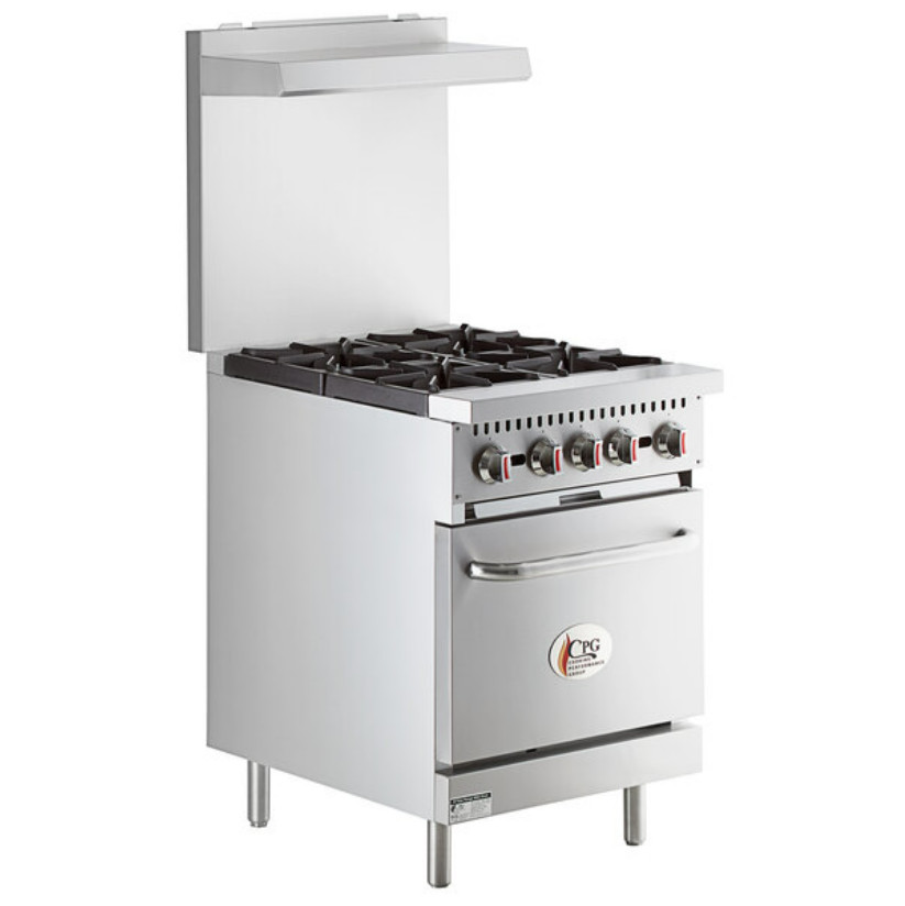 Commercial Kitchen Restaurant 24″ LIQUID PROPANE 4 Burner Range w/ Standard Oven