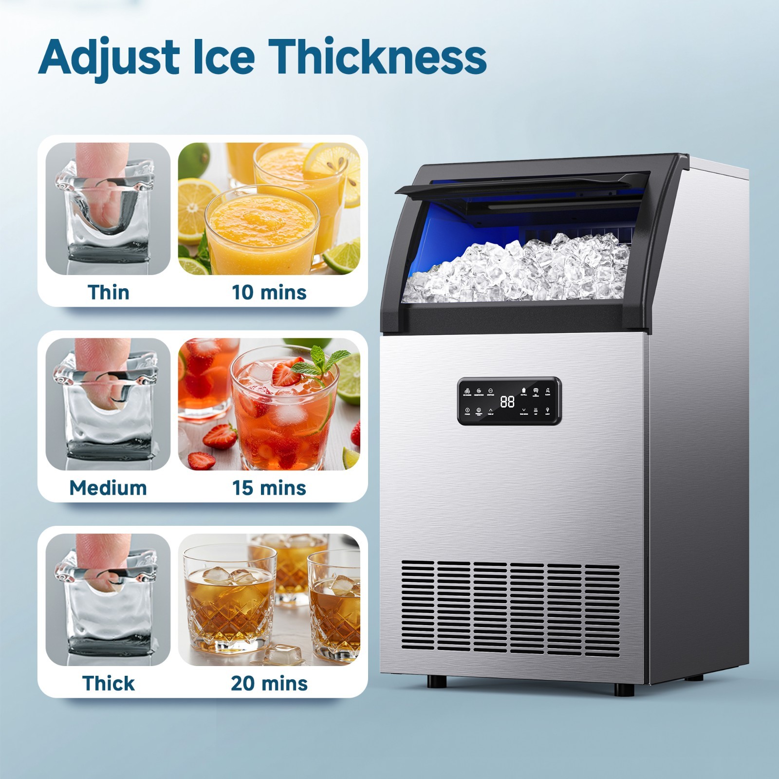 Commercial Ice Make 100 lb. / 24H Built-In/Freestanding stainless steel