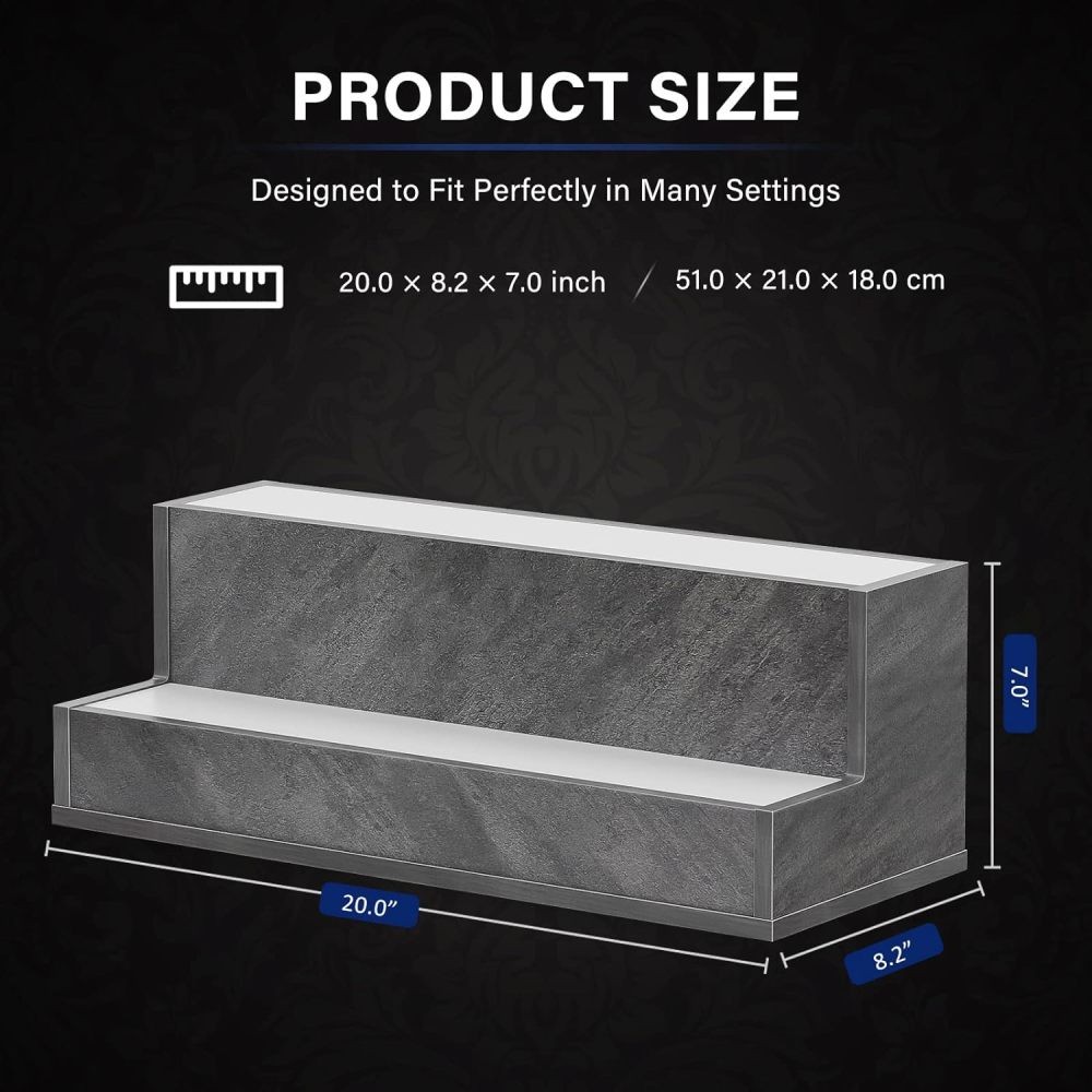 20Inch 2-Tier LED Liquor Display Shelf, App & Remote Control Lighted BottleRack