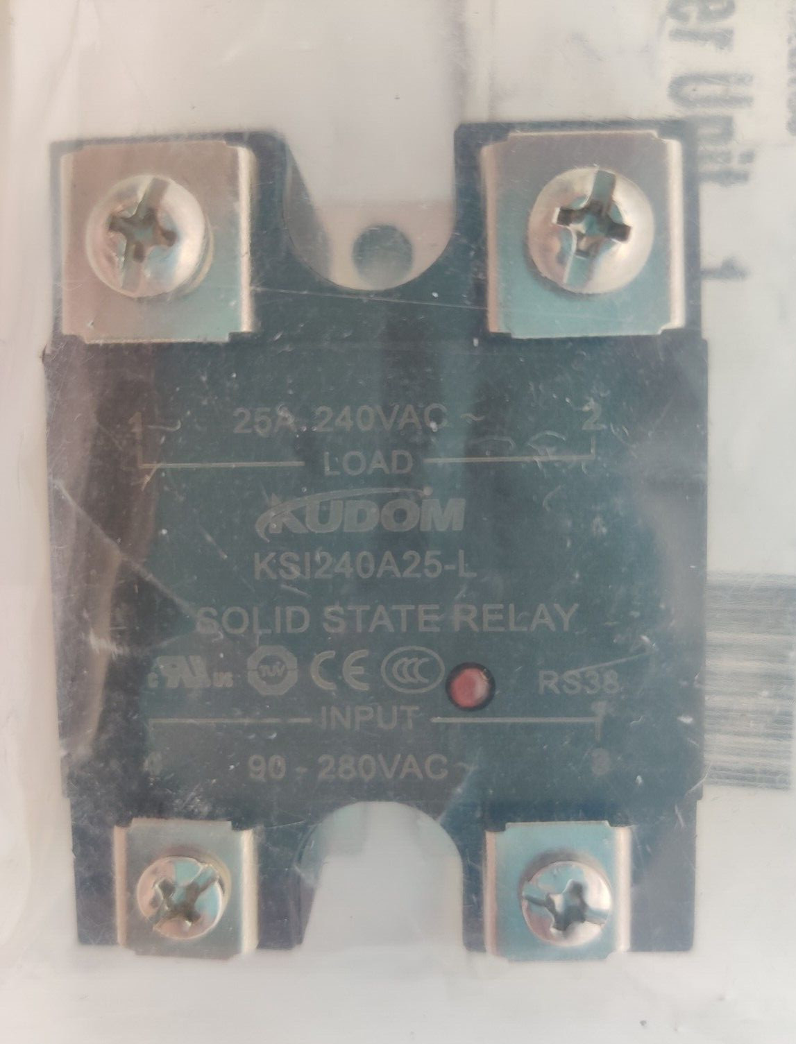 Dinex/Kudom Solid State Relay 25A 240VAC 186020276 KSI240A25-L RS38 90 – 280V In