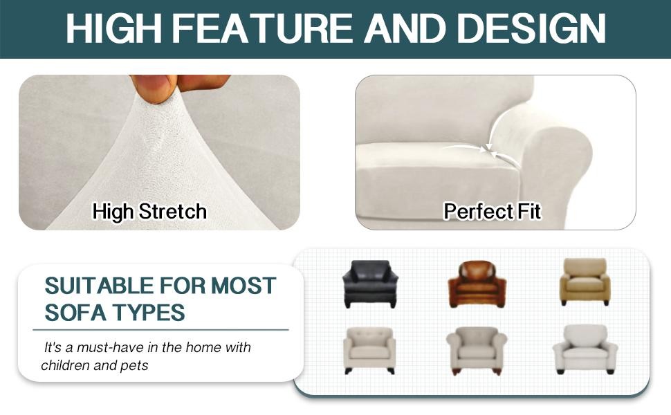 2 Piece Chair Sofa Covers 85% Polyester, 15% Spandex for Living Room Slipcovers
