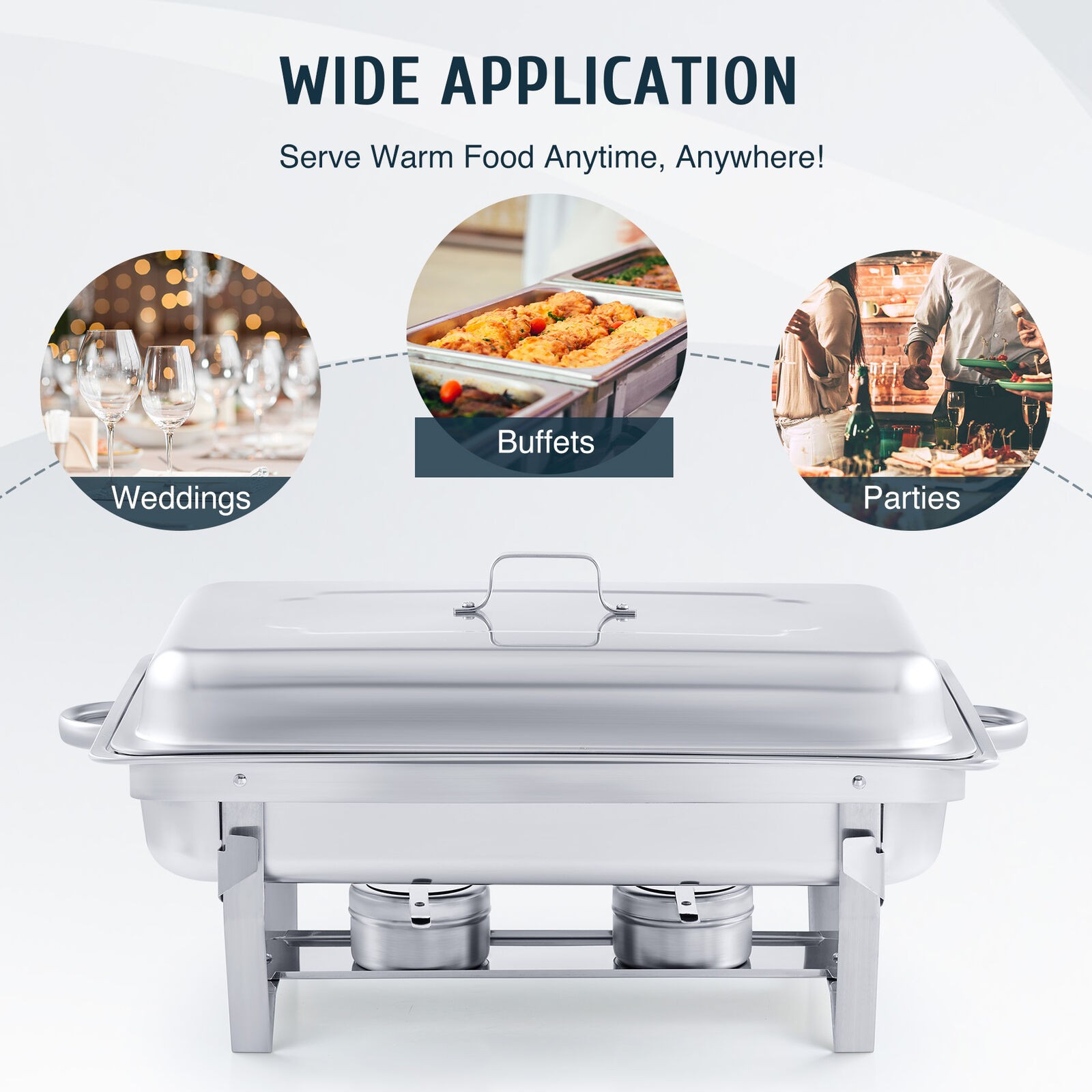 5Pack 8QT Chafing Dish Wedding Buffet 316 Stainless Steel Chafer Full Size