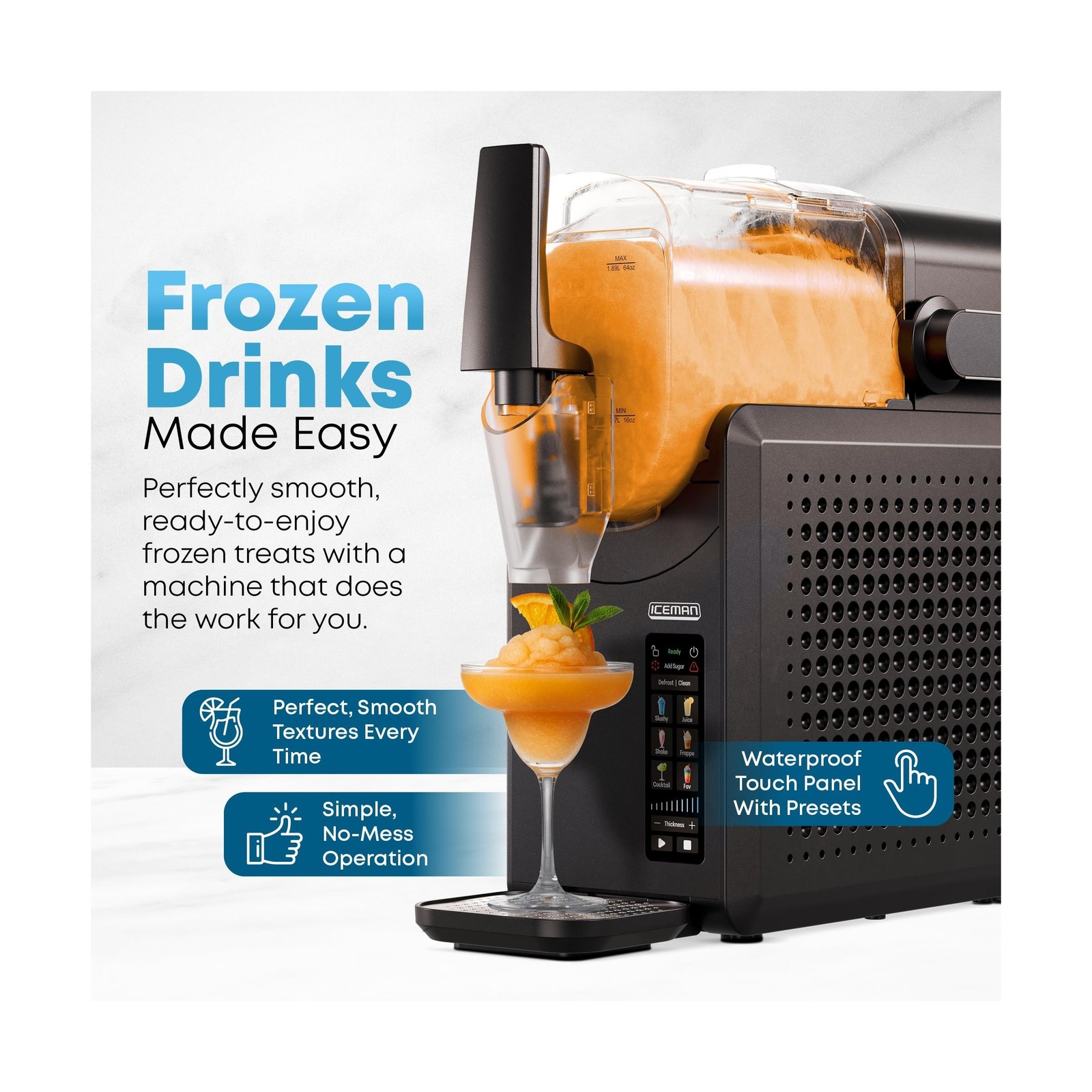 Iceman by Chefman Slush-Ease MAX 90oz Slushie Machine, 64oz Liquid Capacity F…