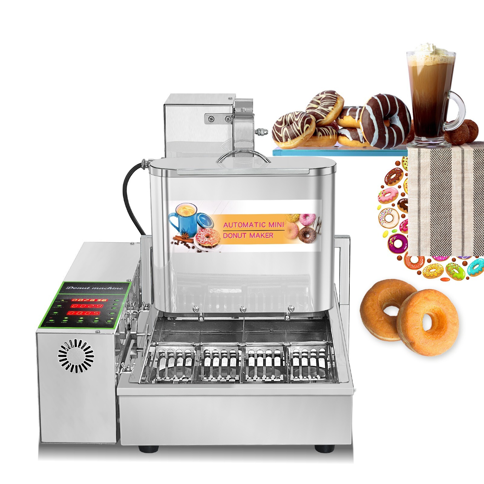Kolice 4 Rows Automatic Doughnut Maker, Donut Machine,Donuts Frying Machine