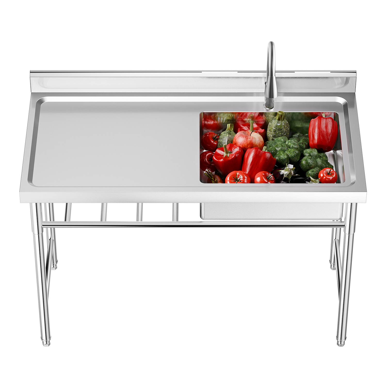 1 Bowl Stainless Steel Commercial Utility Prep Sink Single Bowl w/ Workbench NEW