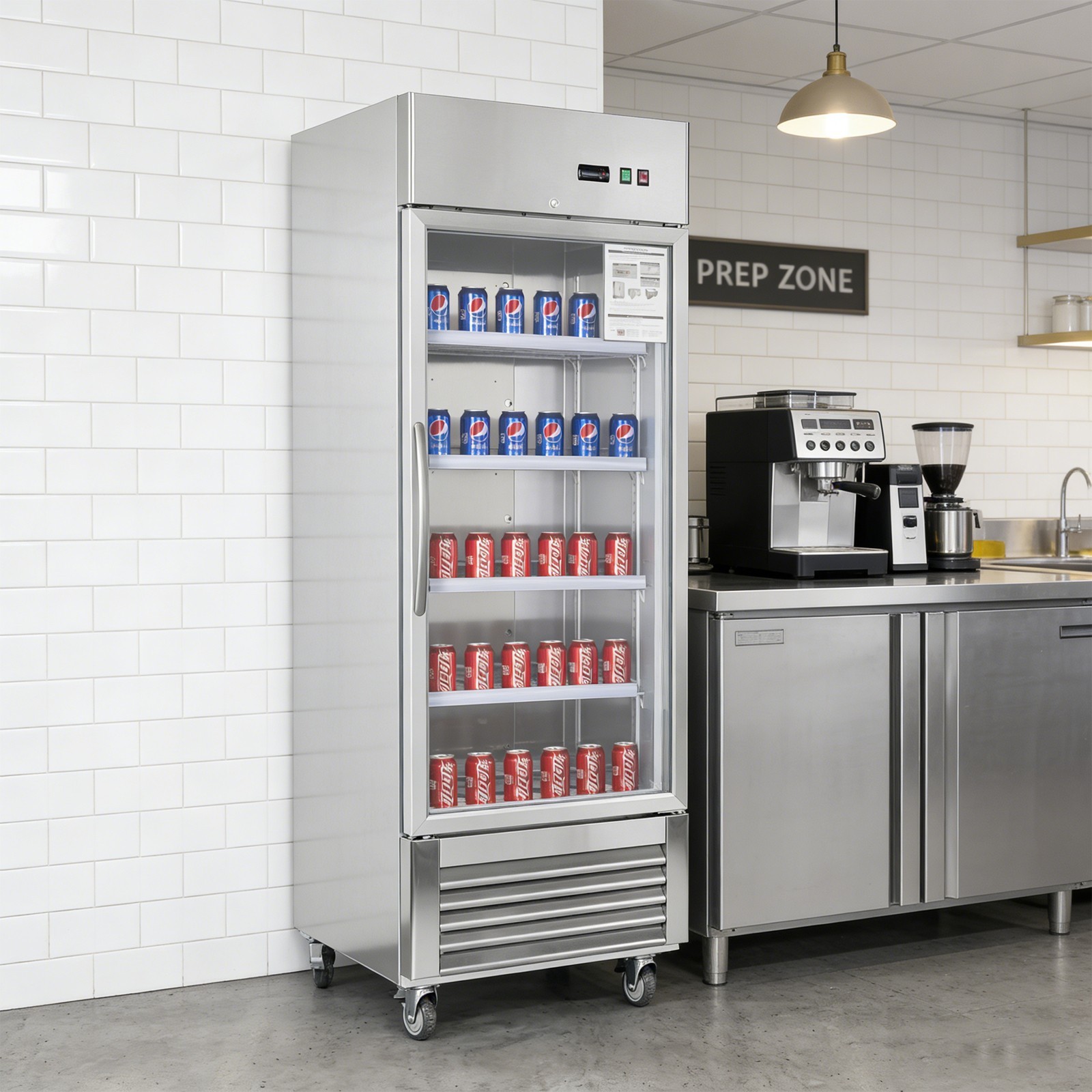 27»W Commercial Merchandiser Refrigerator | 18.7 Cu.ft 1 Glass Door Cooler