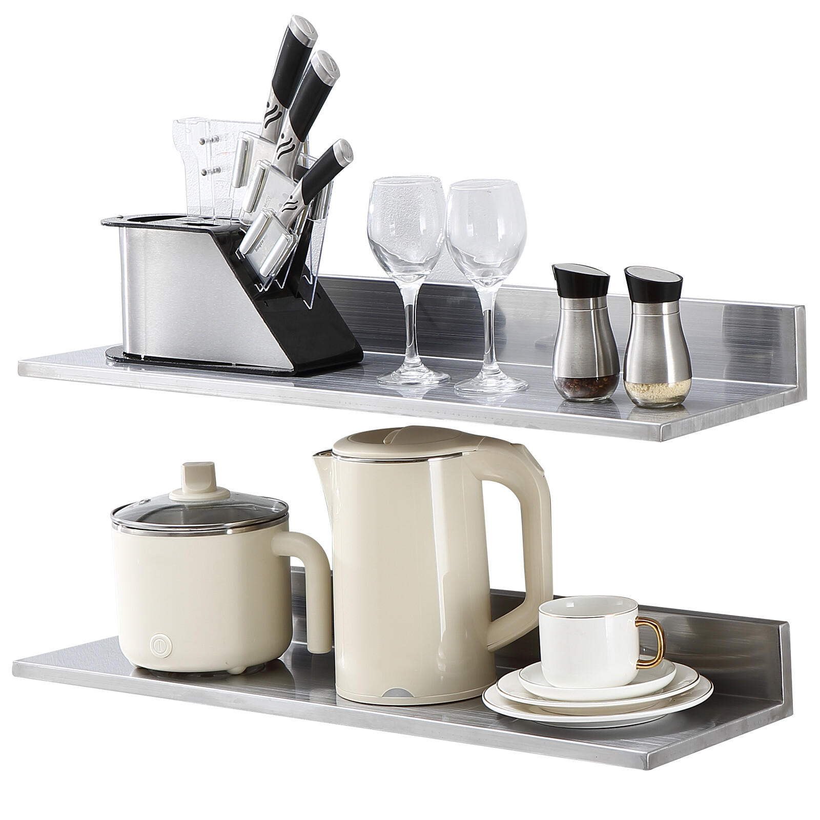 2PCS 30″ x 8.6″ Stainless Steel Wall Mounted Shelf Kitchen Restaurant Shelving