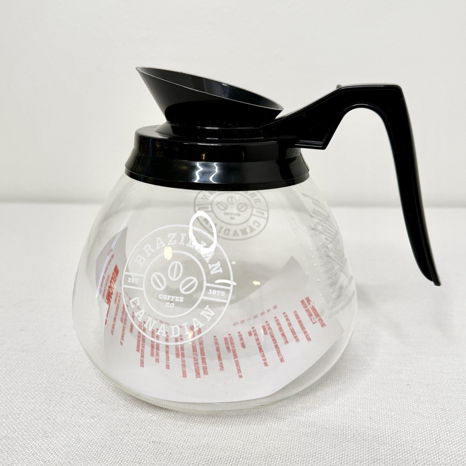 Bloomfield Commercial Regular Coffee Glass Carafe Pot Decanter Black Handle New