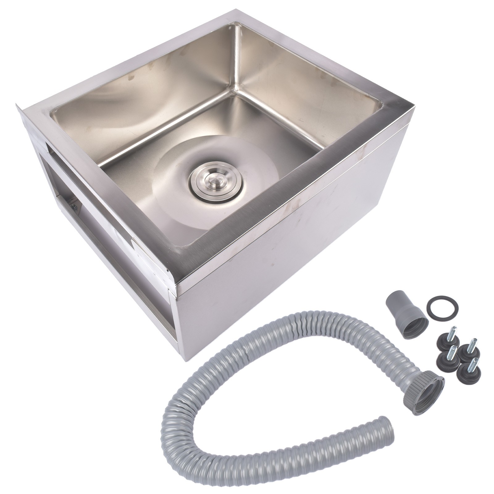 Commercial Mop Sink Stainless Steel Floor Mop Sink Rectangular Deep Basin Silver