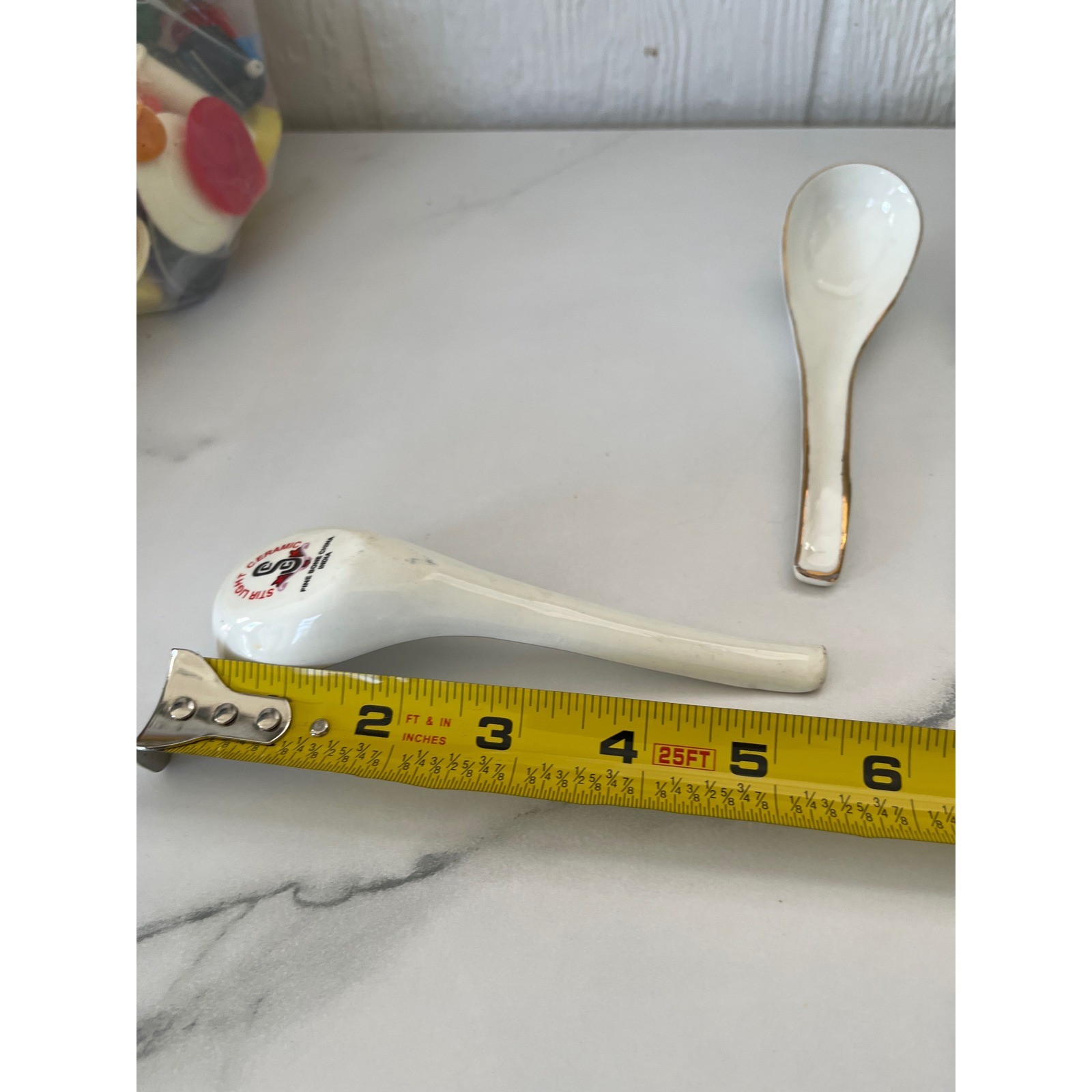 Stir Light Ceramic Fine Bone China Spoons Set of 3 Gold Trim India