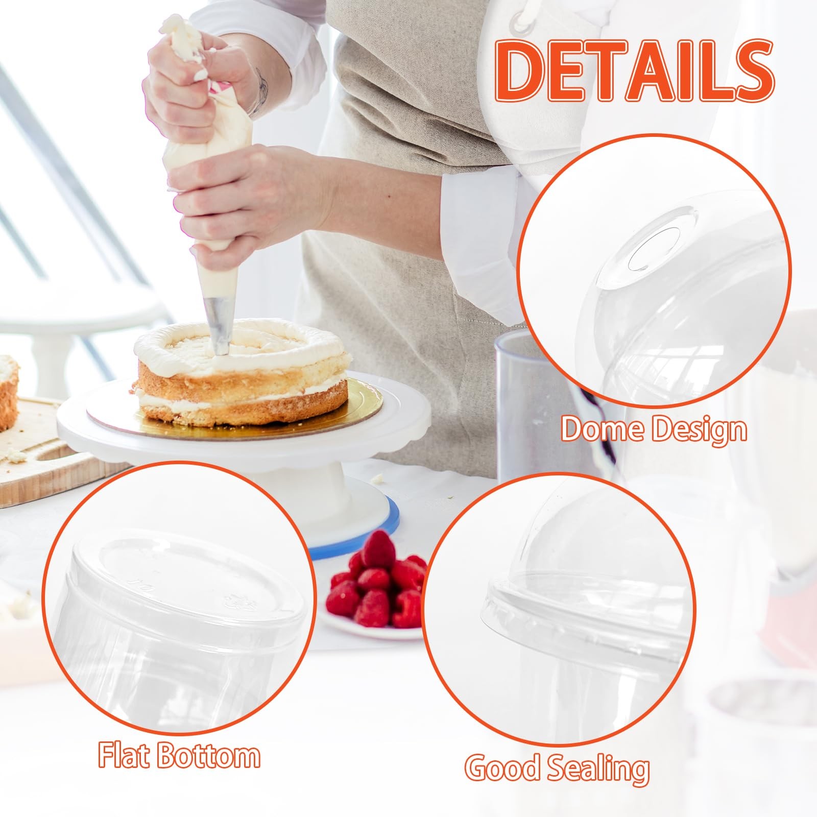 Jnnzzggu 50 Pcs 8 OZ Disposable Plastic Cups with Dome Lids, 50pcs 8oz, Clear