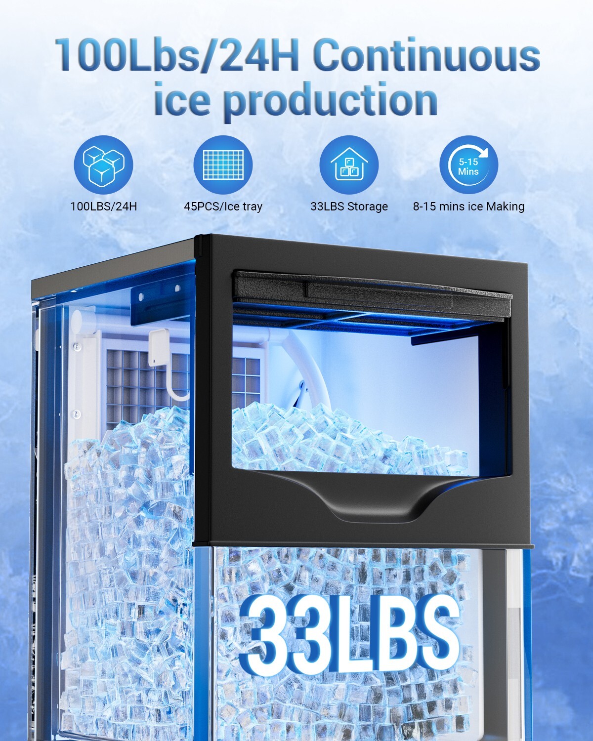 Built-in Commercial Ice Maker Stainless Steel Bar Restaurant Ice Cube Machine