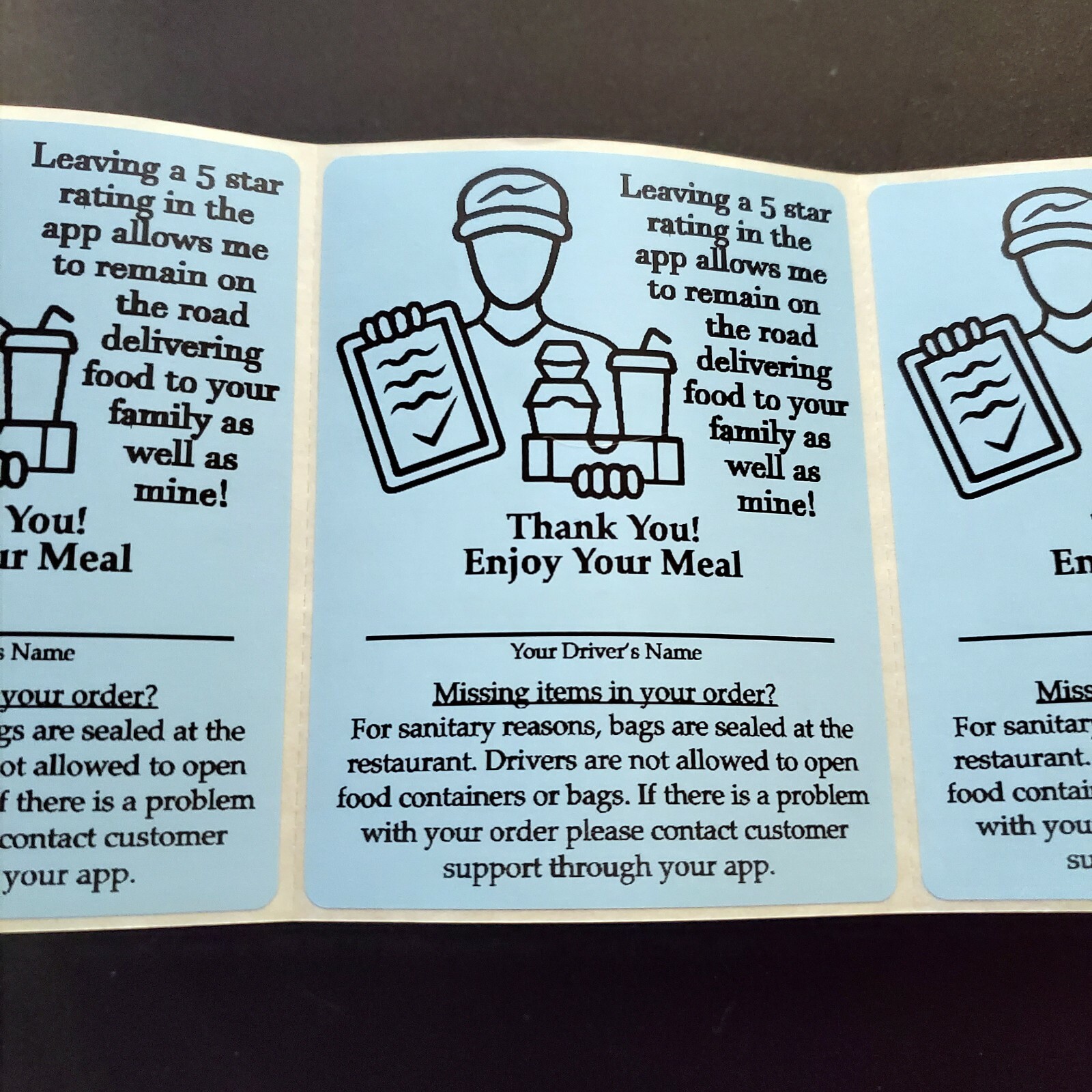 1350 Food Delivery Labels Bag Seal 4″ x 3″ DoorDash Grubhub UberEats Sticker