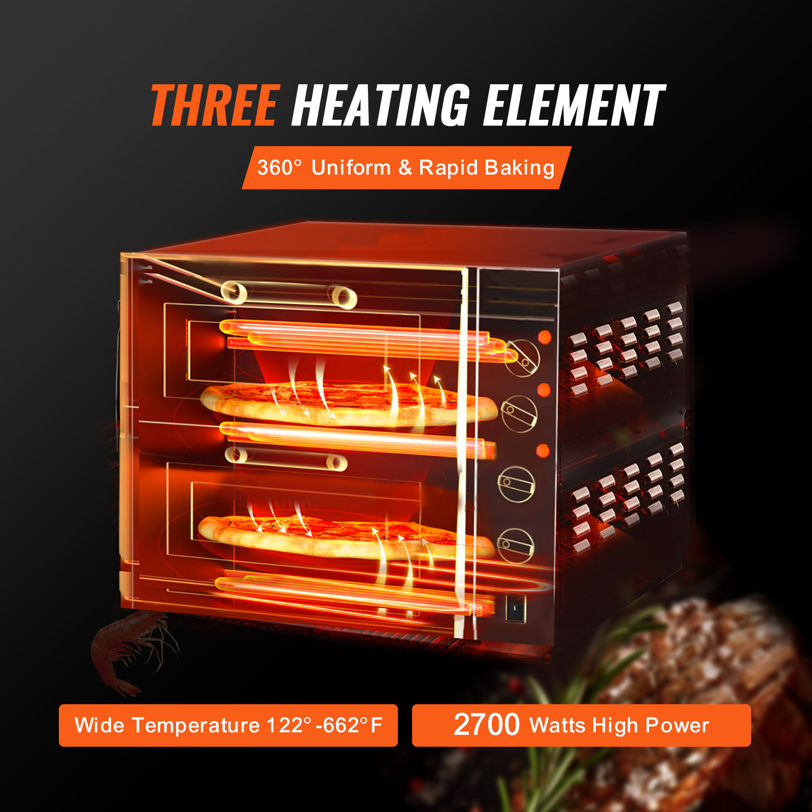 VEVOR Commercial Countertop Pizza Oven Electric Pizza Oven for 16″ Pizza Indoor