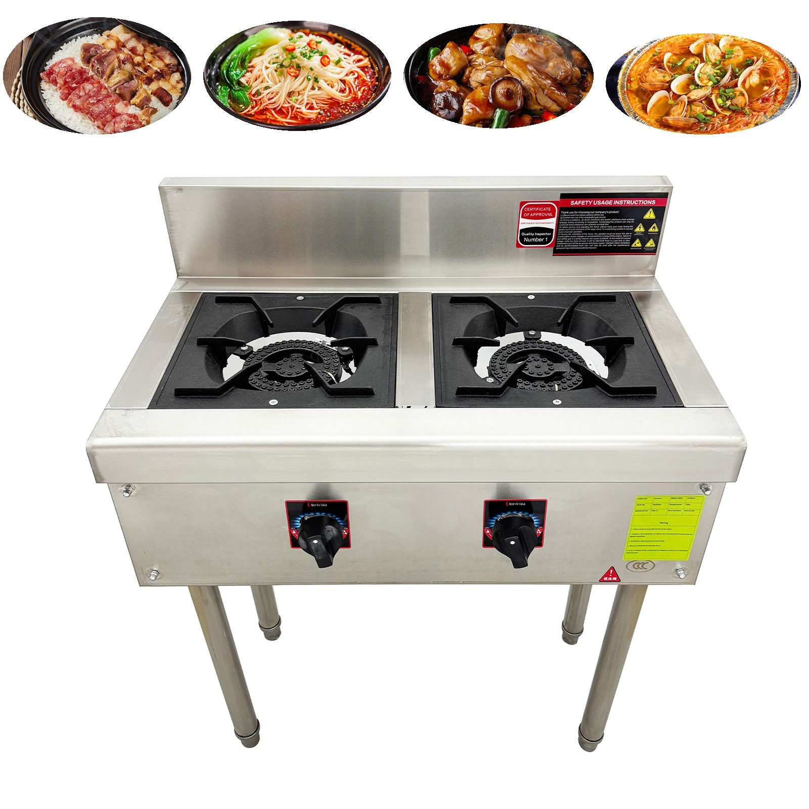 Commercial Floor Model Double Burner Stock Pot Stove Liquefied Gas 4.5kWx2