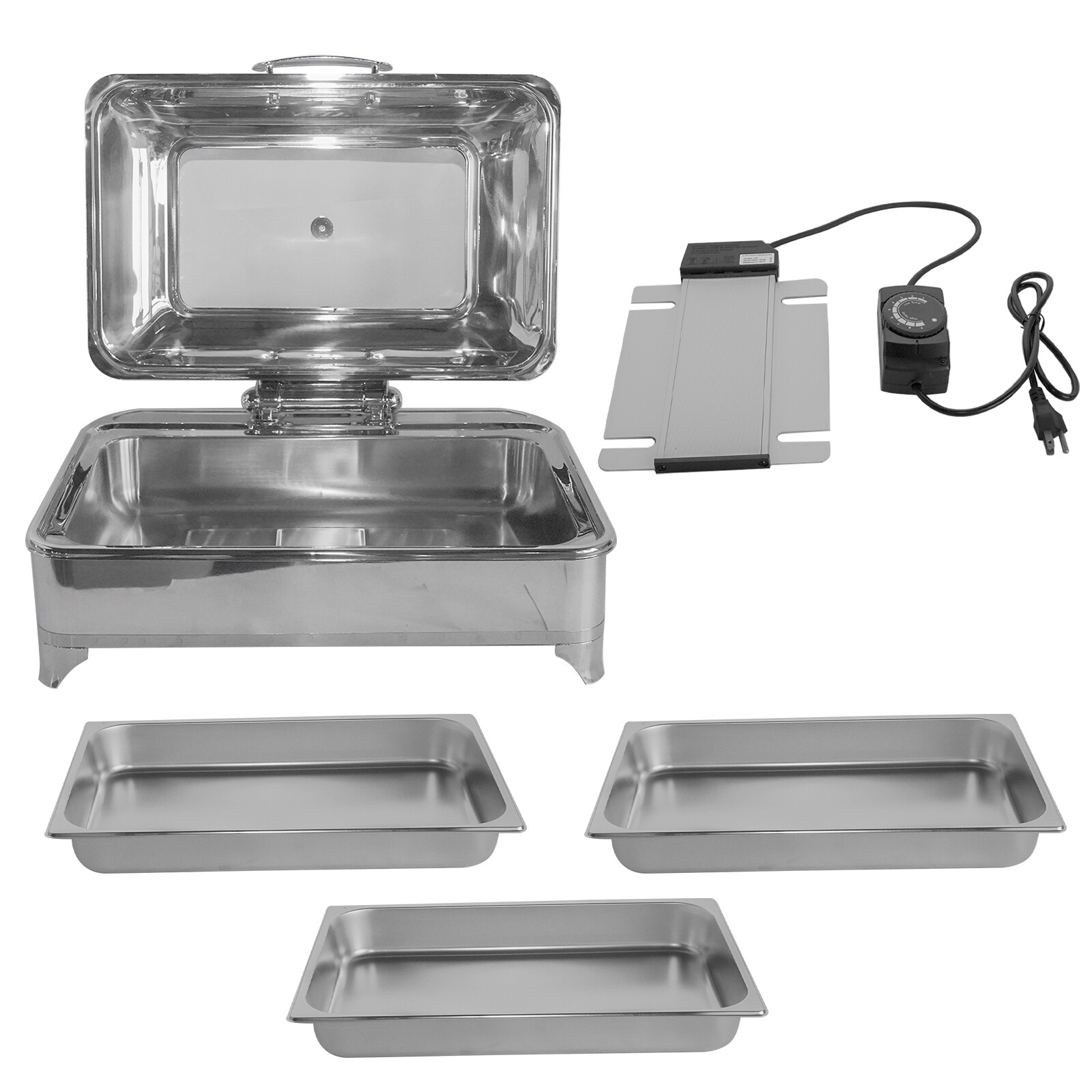 Electric Chafing Dish Buffet Food Warmer 9.5 Quarts Dining Stove Stainless Steel