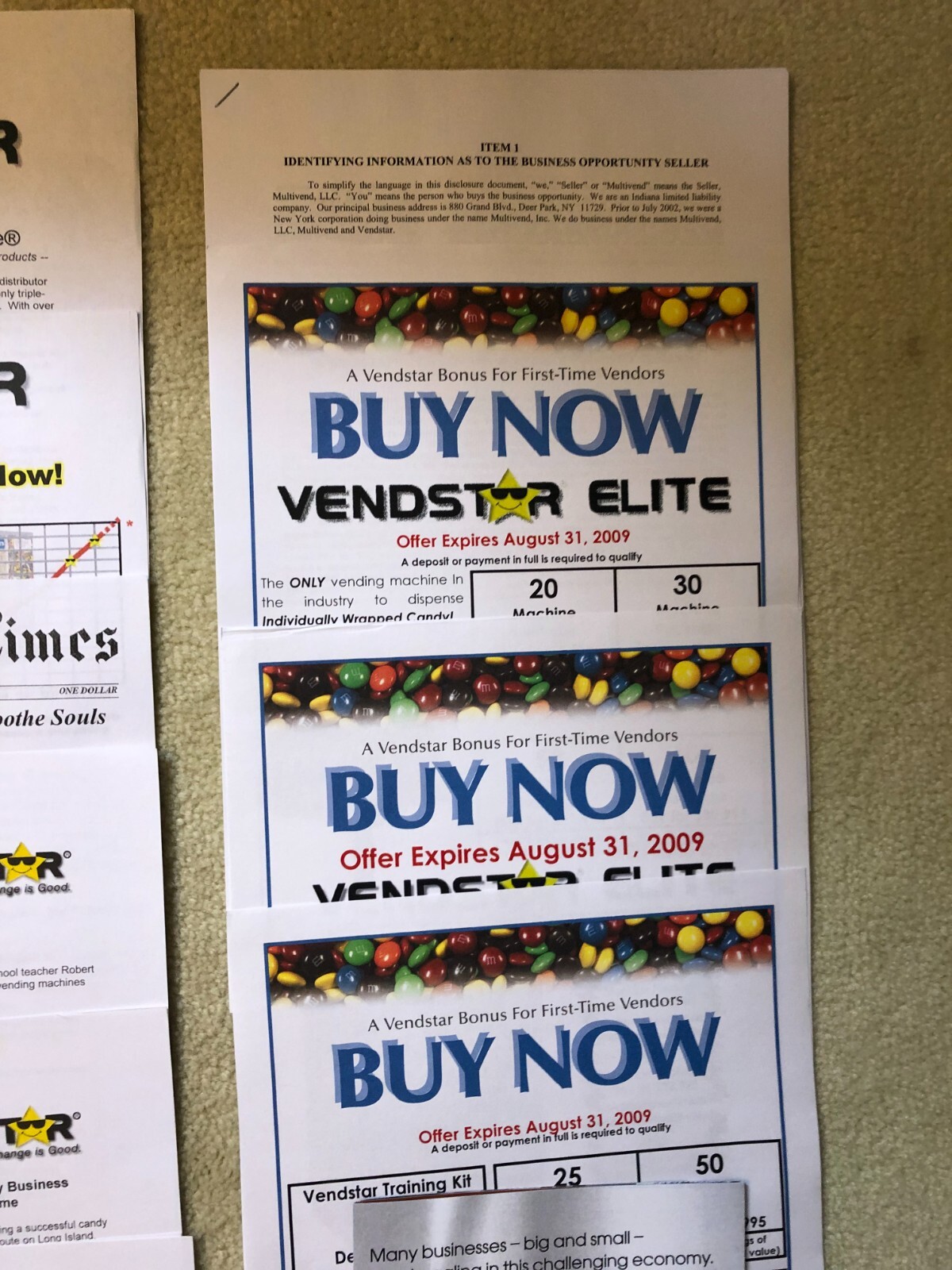 Vendstar 3000 Vending Machines Promotional & Informational Materials! Bulk candy