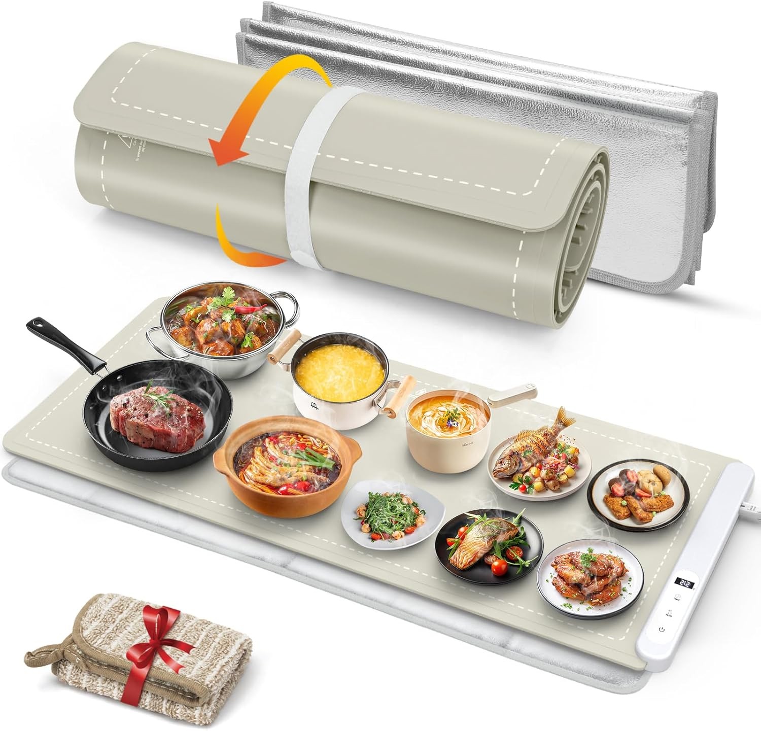 Warming Mat for Food with Heat Resistant Pad, Prevent Countertop Cracks