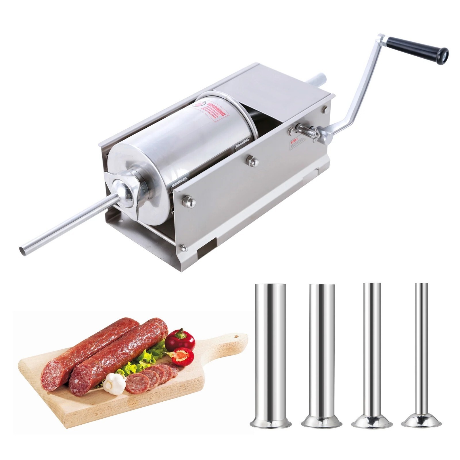 Hakka Horizontal 3L 7LBS Sausage Stuffer Stainless Steel Meat Maker Press Filler
