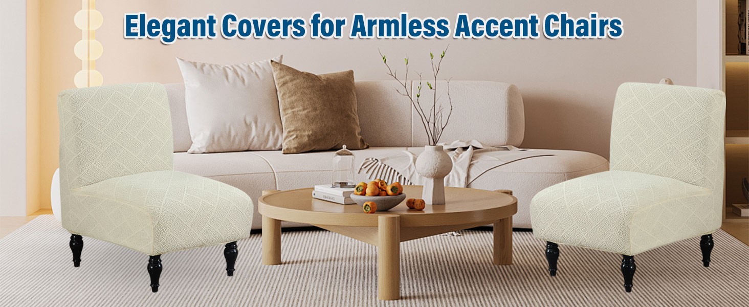 Armless Accent Chair Cover Stretch Slipper Chair Cover Without Arms Jacquard