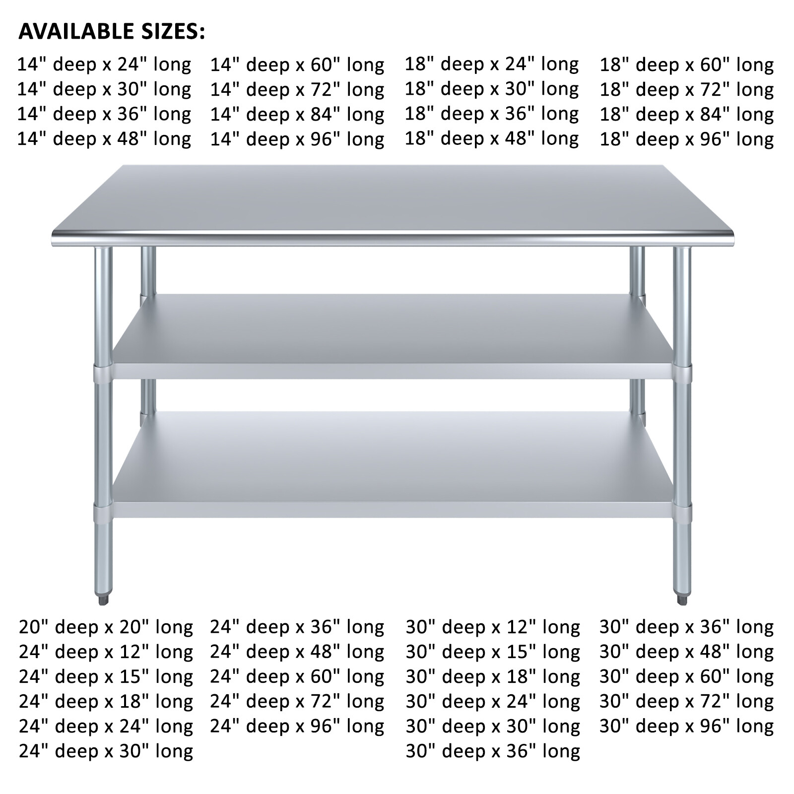 Stainless Steel Work Table with 2 Under Shelves | Metal Utility Table